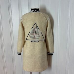 FIVE PLUS MUSIC Cream Boiled Wool Varsity Coat – Size S